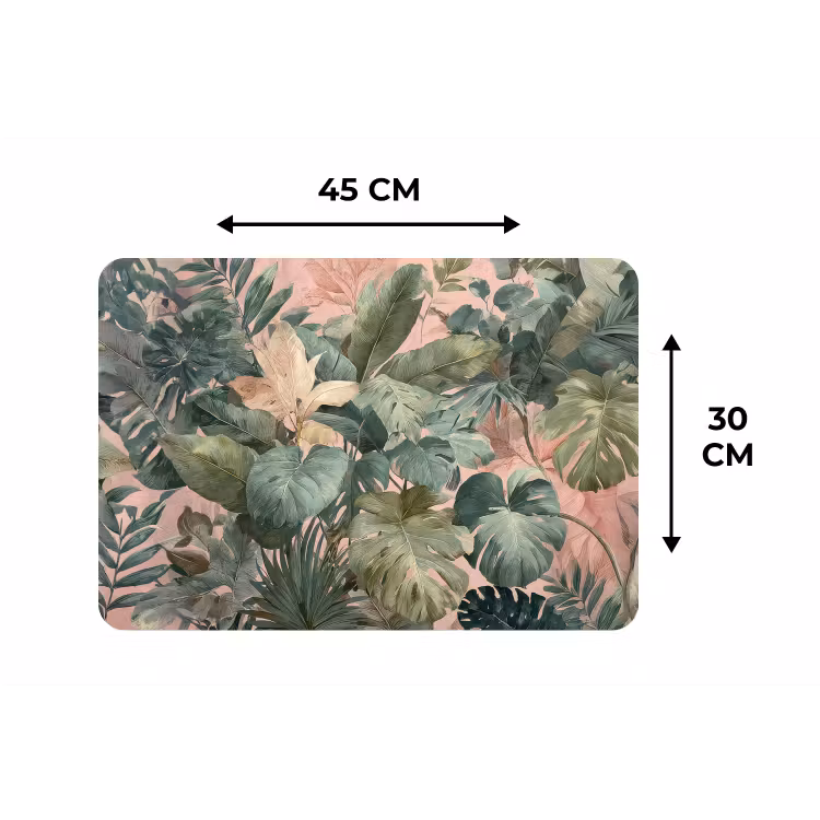 Placemat - 6 stuks - Compositie van bladeren - Groen - Roze — 3