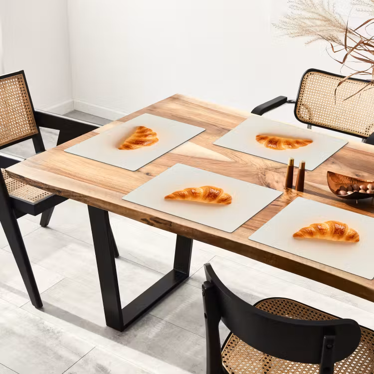 Placemat - 6 stuks - Croissant - Brood - Beige — 5