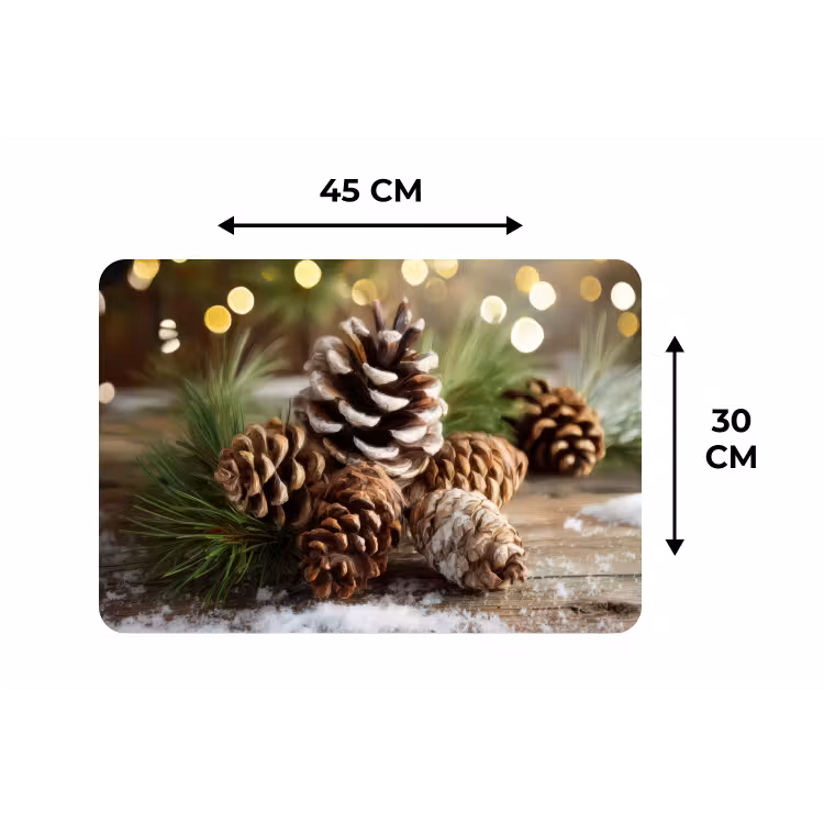 Placemat - 6 stuks - Dennenappels - Kerstsfeer - Bruin - Groen — 3
