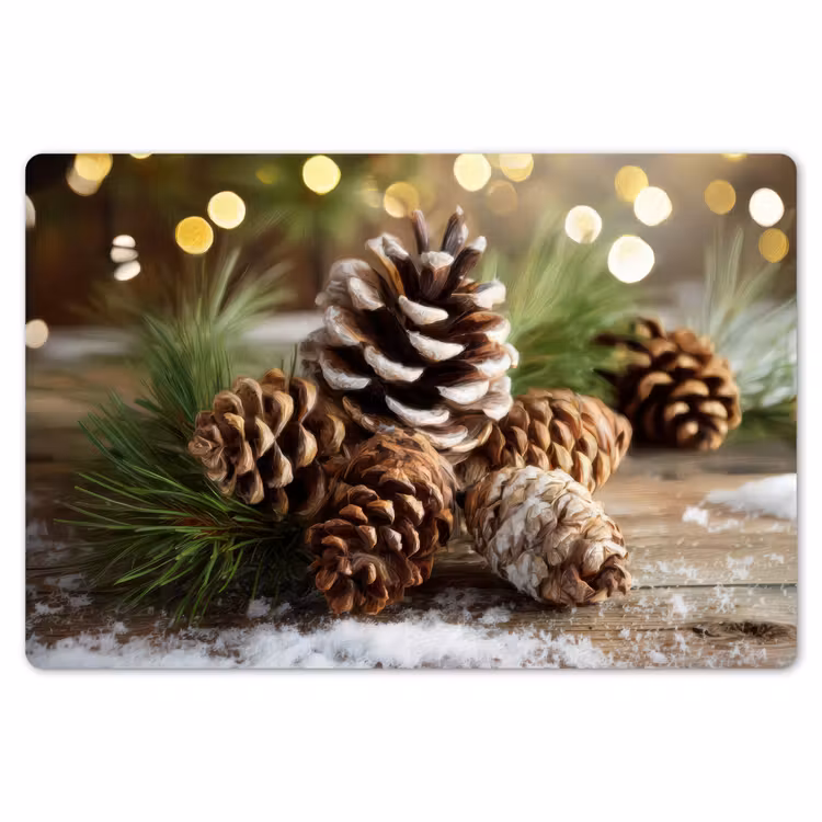 Placemat - 6 stuks - Dennenappels - Kerstsfeer - Bruin - Groen — 7