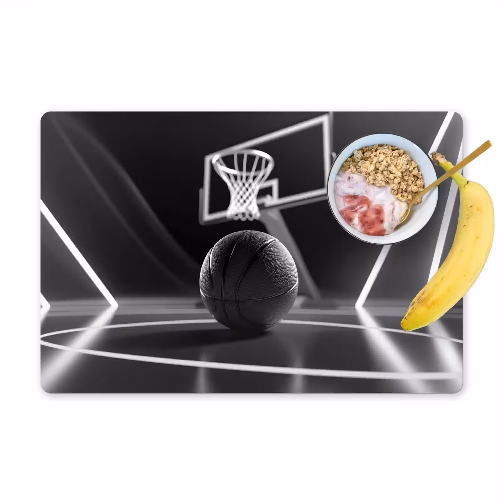 Placemat - 6 stuks - Basketbal - Basketbalveld - Lichtlijnen — 1