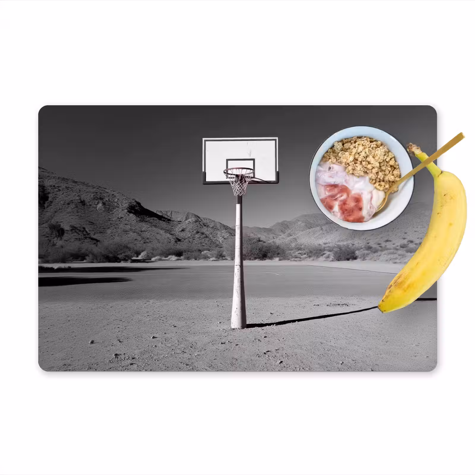 Placemat - 6 stuks - Basketbalpaal - Landschap - Zand - Wit — 1
