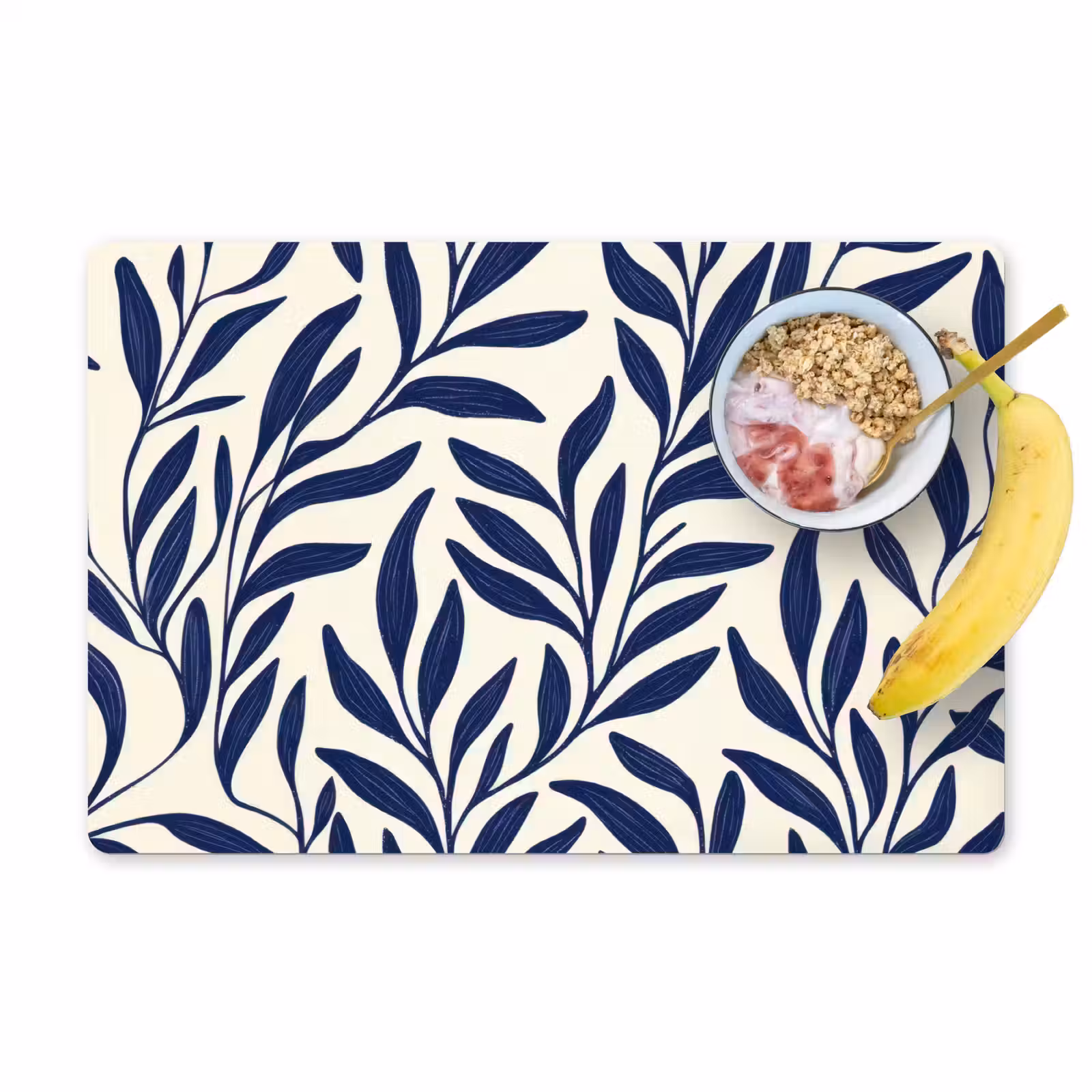 Placemat - 6 stuks - Bladeren - Klimop - Donkerblauw — 1