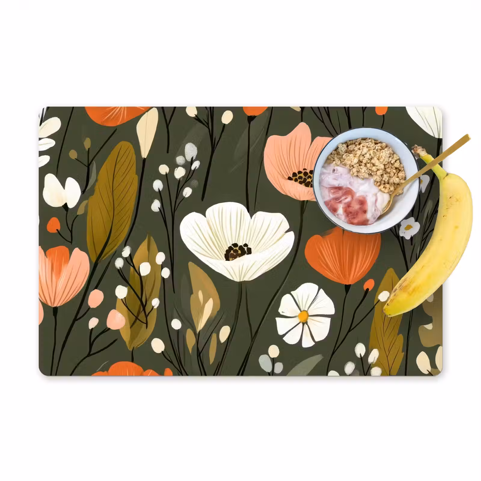 Placemat - 6 stuks - Bloemen - Illustratie - Groen — 1