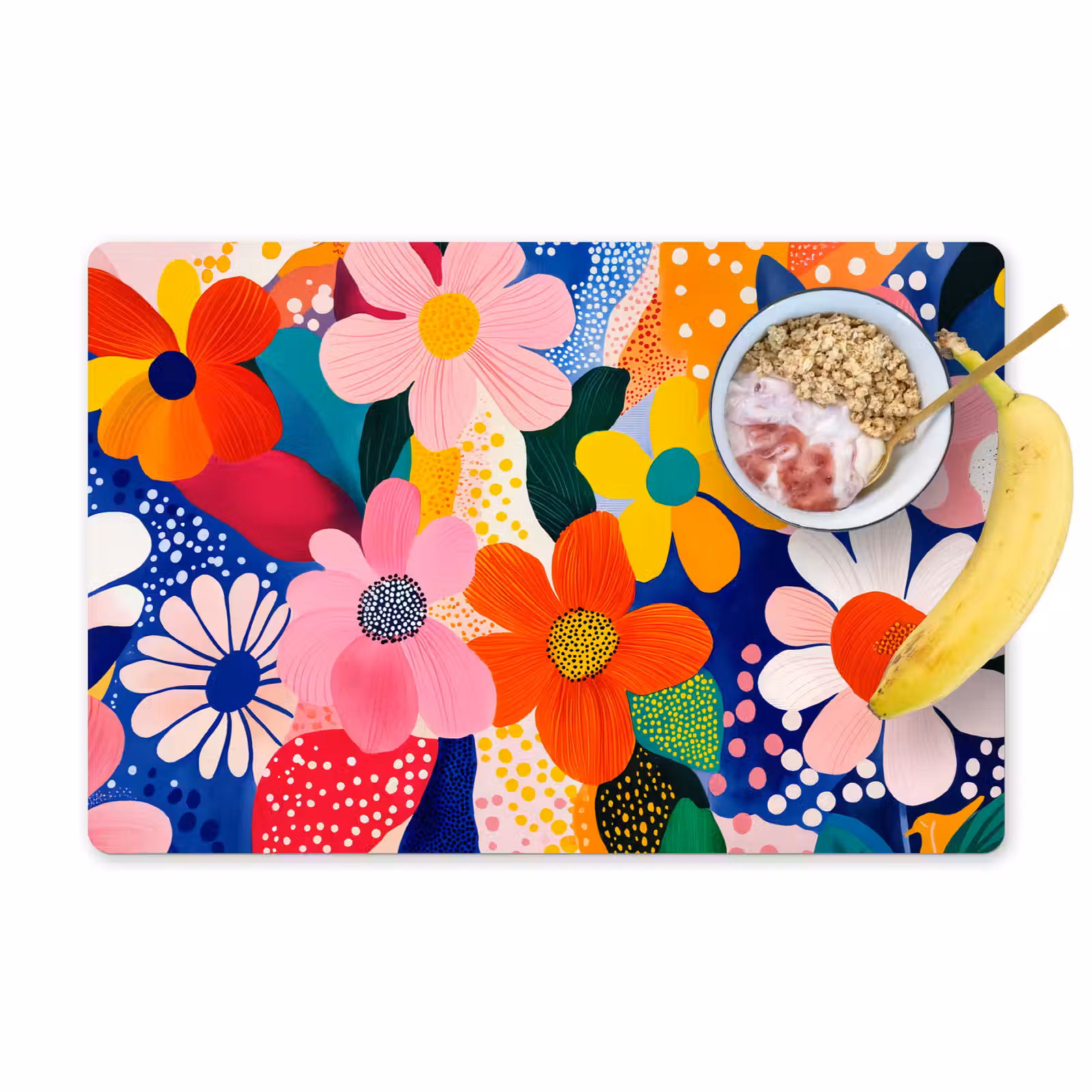 Placemat - 6 stuks - Bloemen - Kleurrijk - Stippen — 1