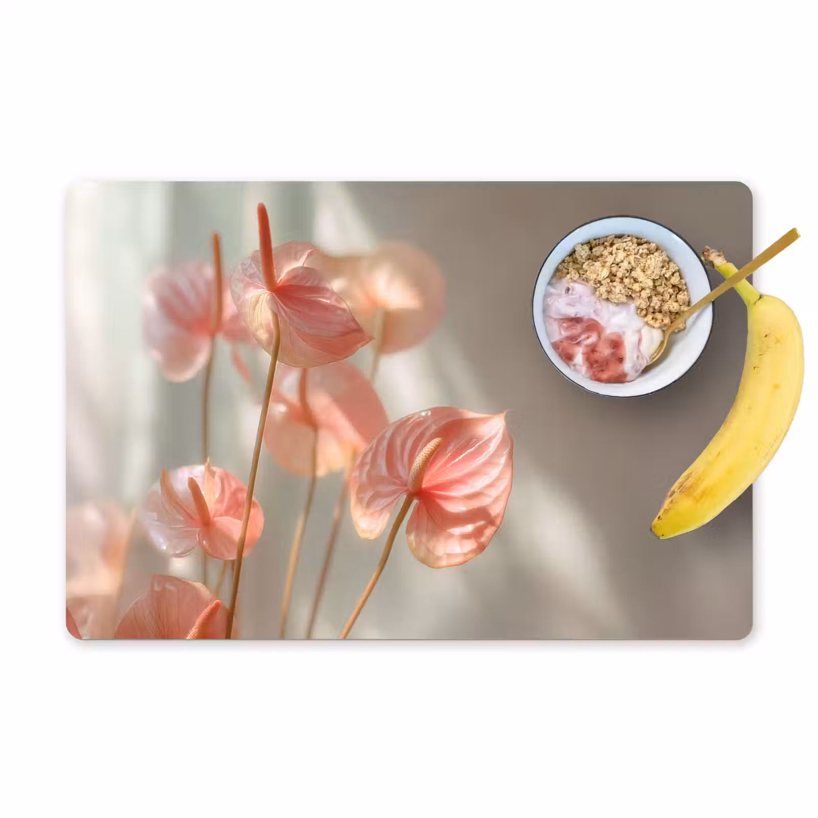 Placemat - 6 stuks - Bloemen - Stelen - Roze - Schaduw — 1