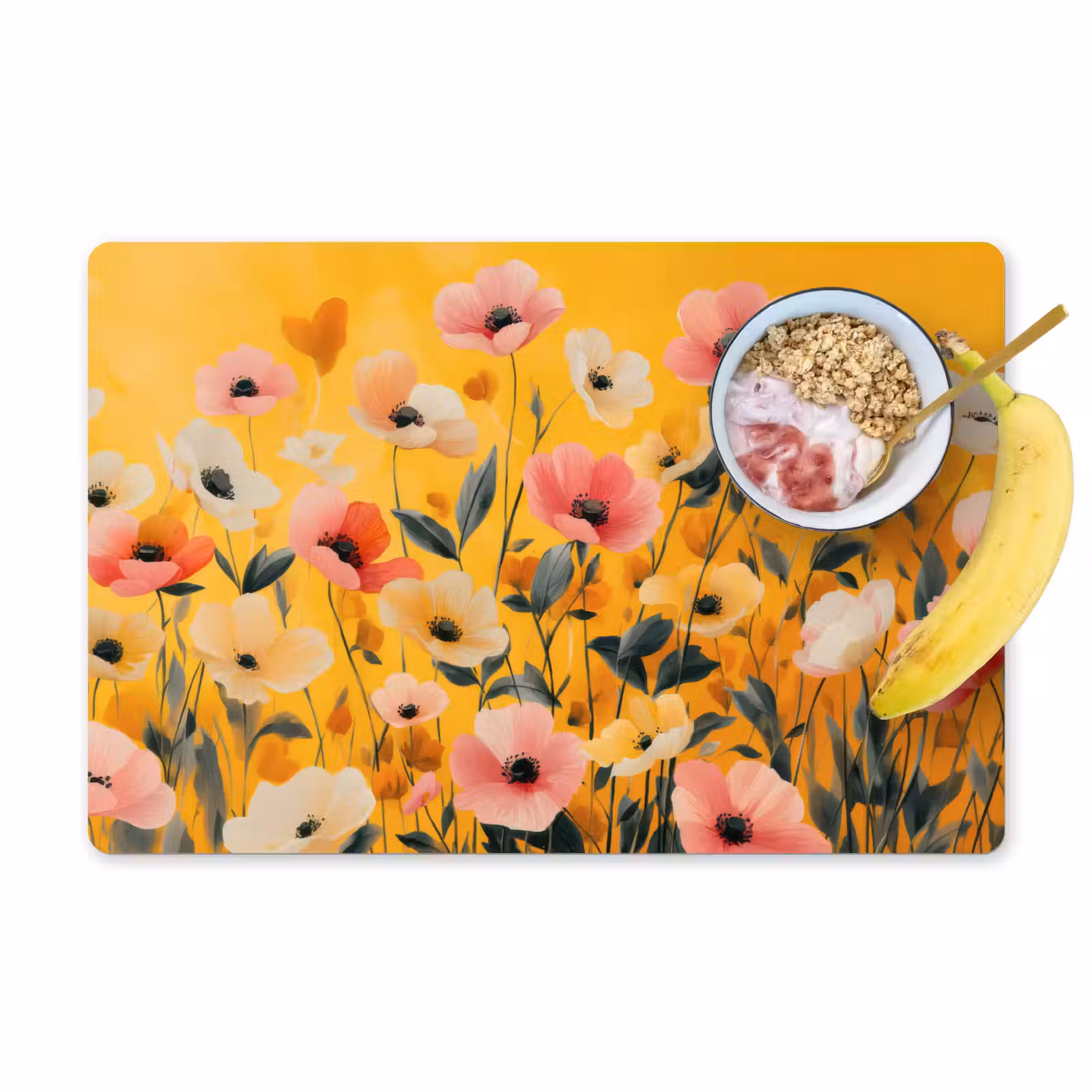 Placemat - 6 stuks - Bloemen - Veld - Geel — 1