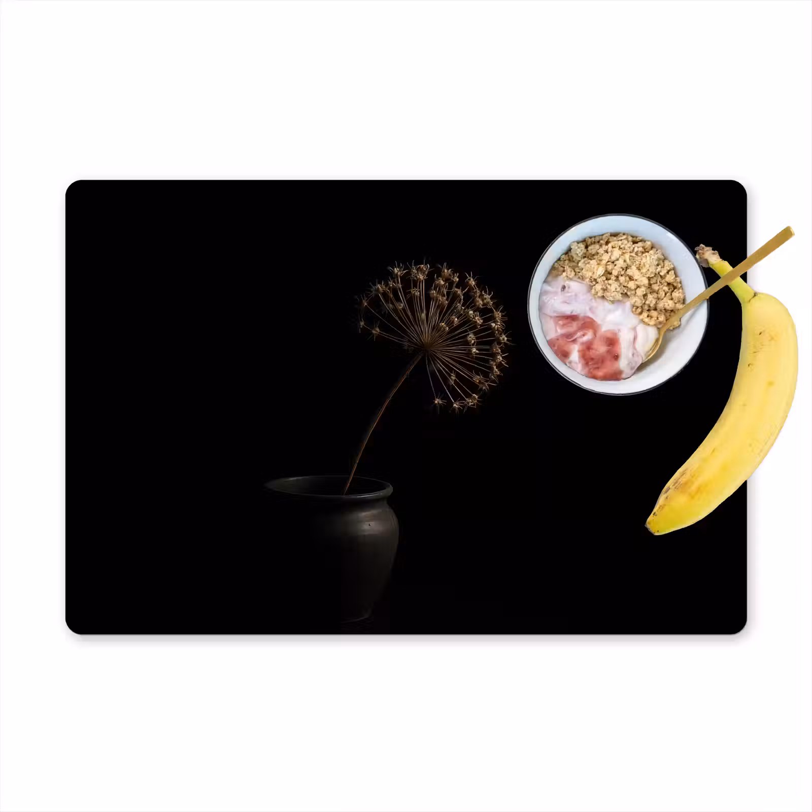 Placemat - 6 stuks - Bol - Gedroogd - Vaas - Zwart — 1