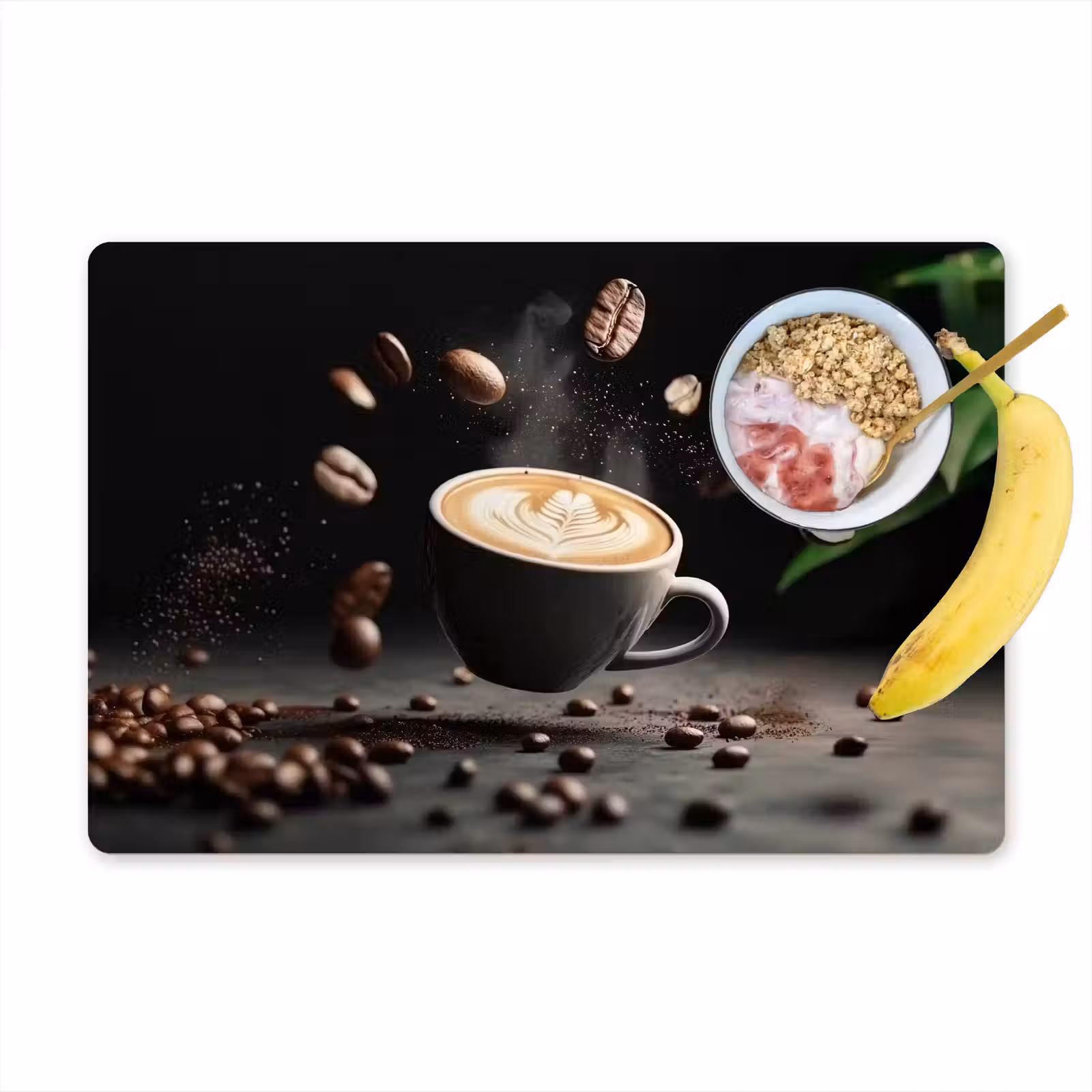 Placemat - 6 stuks - Cappuccino - Kop - Bonen - Bruin — 1