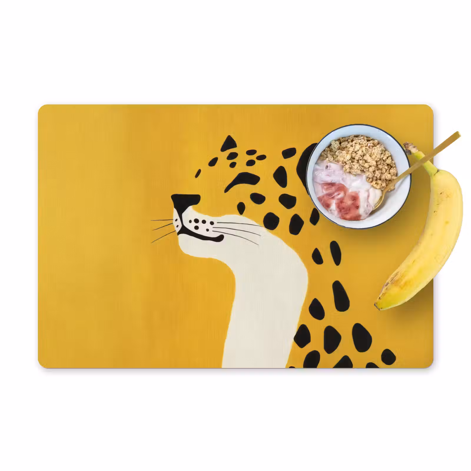 Placemat - 6 stuks - Cheetah - Illustratie - Geel — 1