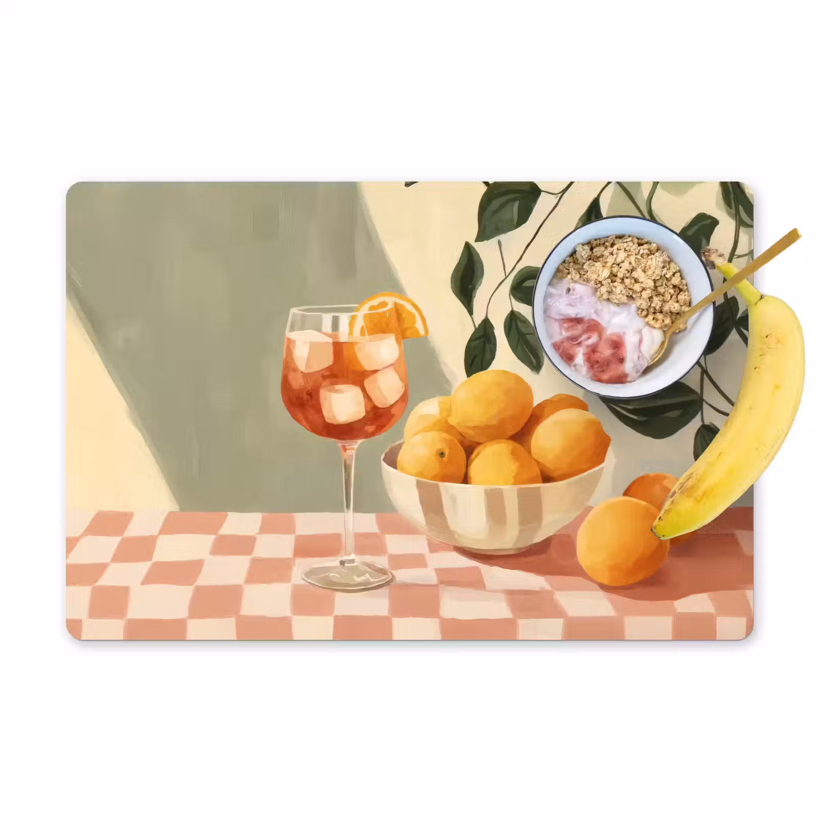 Placemat - 6 stuks - Citroenen - Glas - Tafelkleed - Geblokt — 1