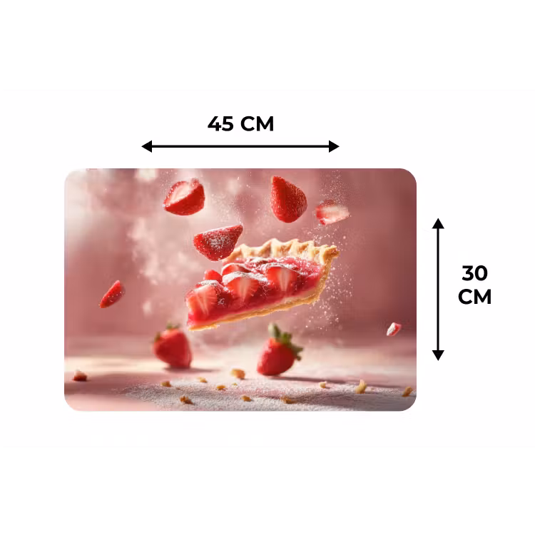 Placemat - 6 stuks - Aardbei - Taart- Eten - Roze — 3