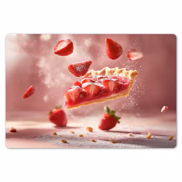 Placemat - 6 stuks - Aardbei - Taart- Eten - Roze — 7
