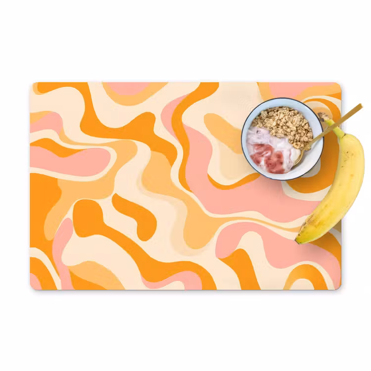 Placemat - 6 stuks - Abstract - Golvend - Oranje — 1