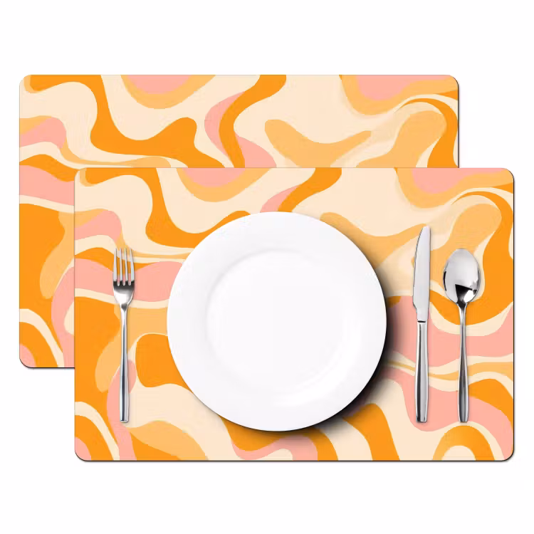 Placemat - 6 stuks - Abstract - Golvend - Oranje — 2