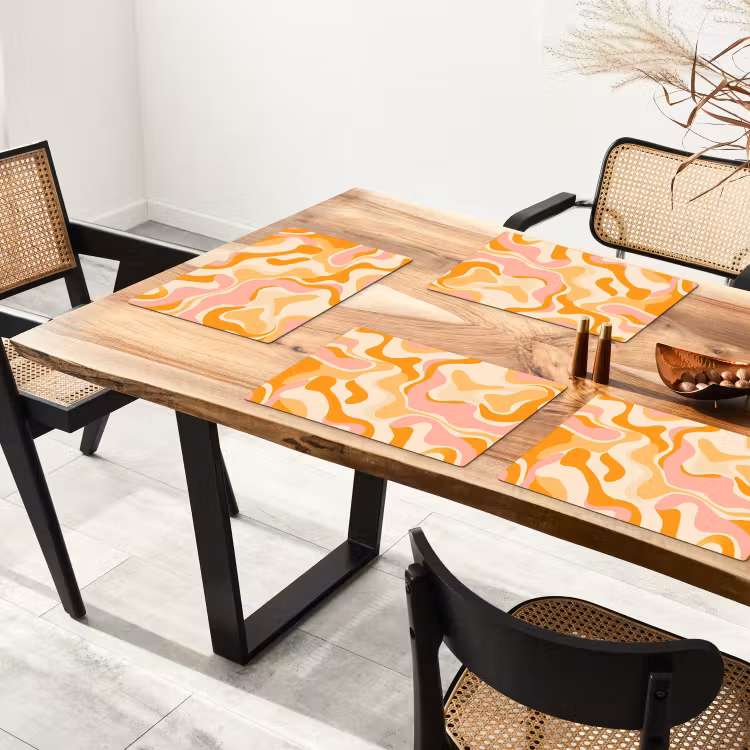 Placemat - 6 stuks - Abstract - Golvend - Oranje — 5