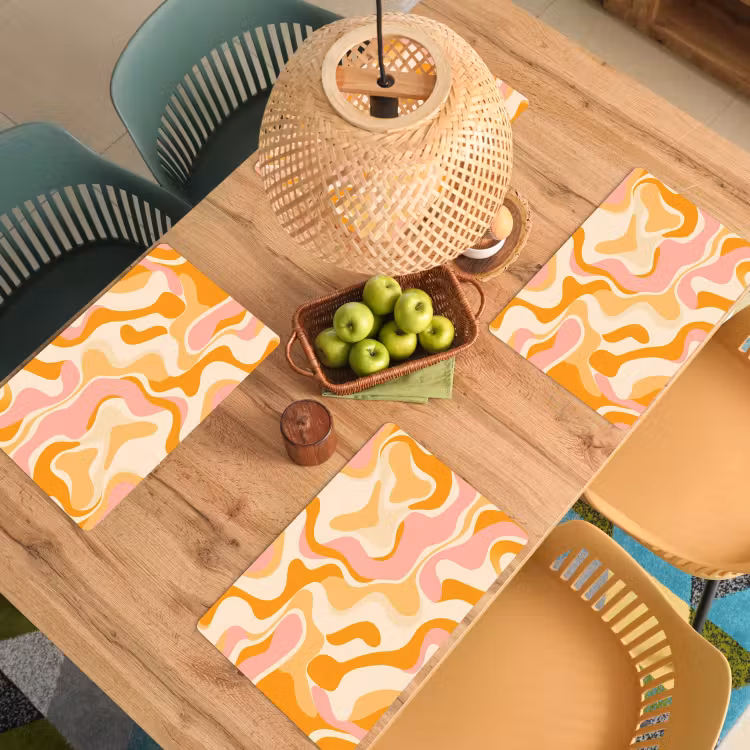 Placemat - 6 stuks - Abstract - Golvend - Oranje — 6