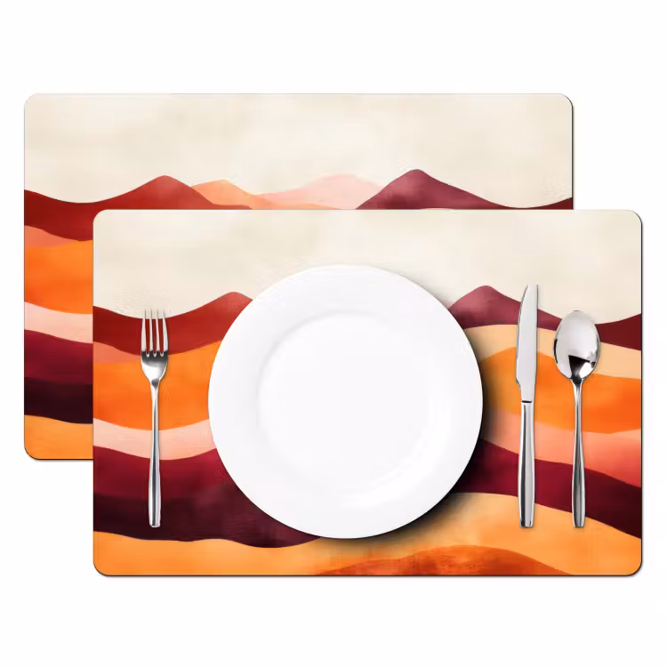 Placemat - 6 stuks - Abstract - Landschap - Golven — 2
