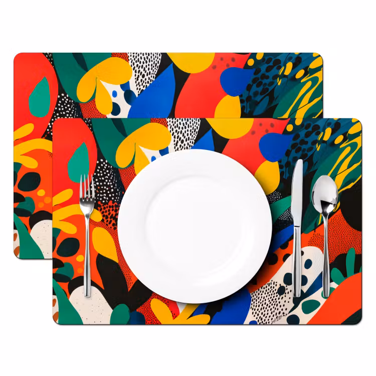 Placemat - 6 stuks - Abstract - Planten - Vormen - Kleurrijk — 2