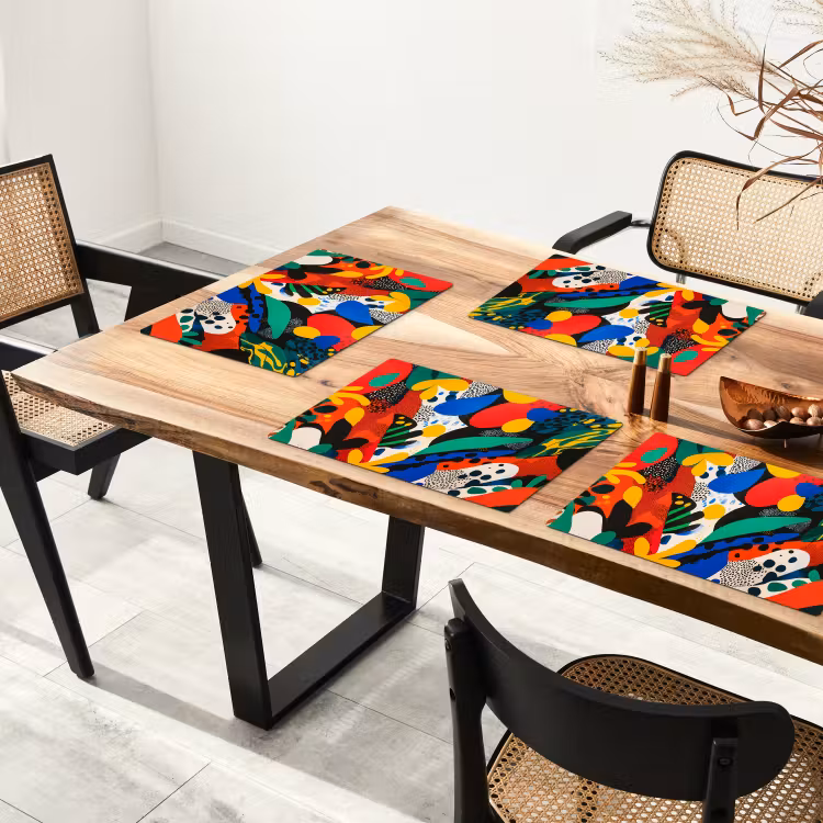 Placemat - 6 stuks - Abstract - Planten - Vormen - Kleurrijk — 5