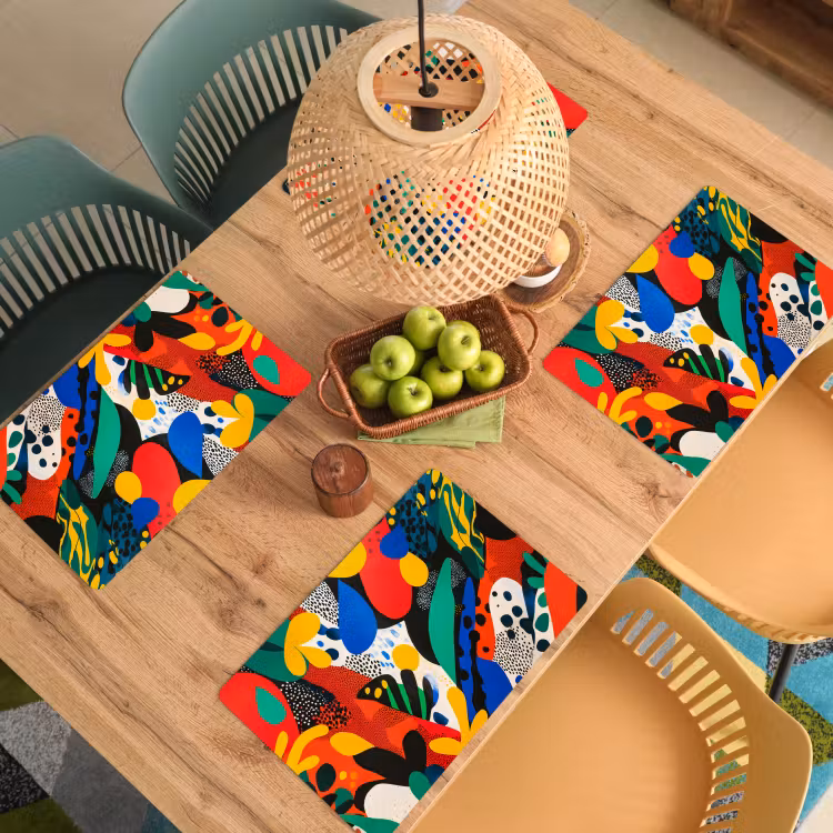Placemat - 6 stuks - Abstract - Planten - Vormen - Kleurrijk — 6