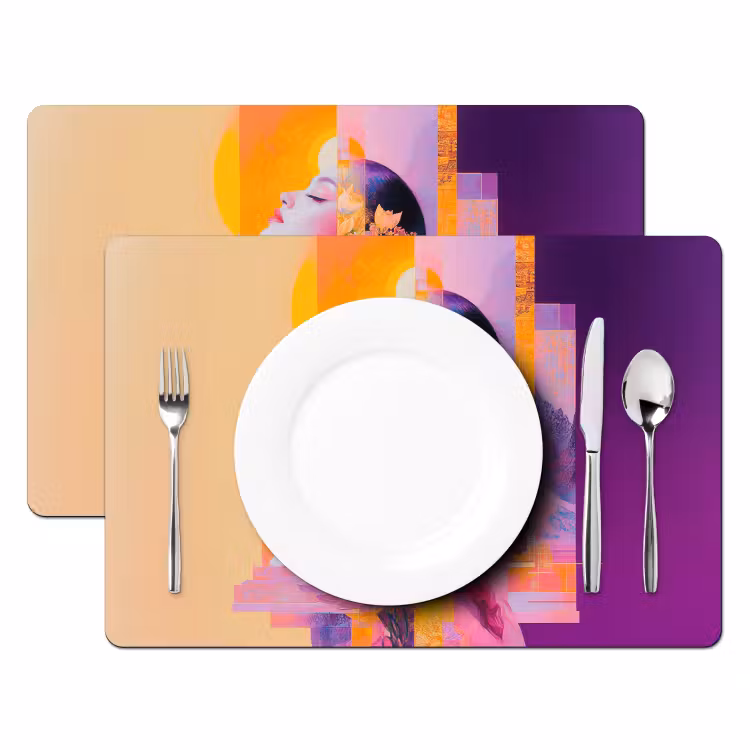 Placemat - 6 stuks - Abstract - Portret - Vrouw - Kleurrijk — 2
