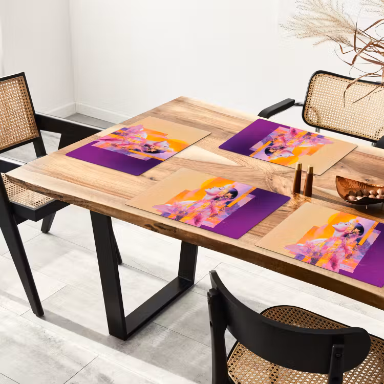 Placemat - 6 stuks - Abstract - Portret - Vrouw - Kleurrijk — 5