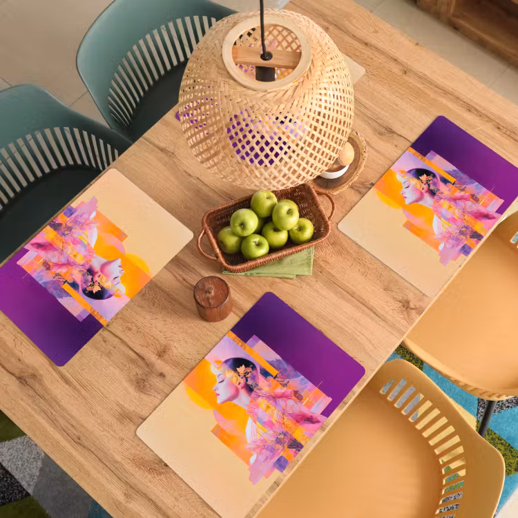 Placemat - 6 stuks - Abstract - Portret - Vrouw - Kleurrijk — 6