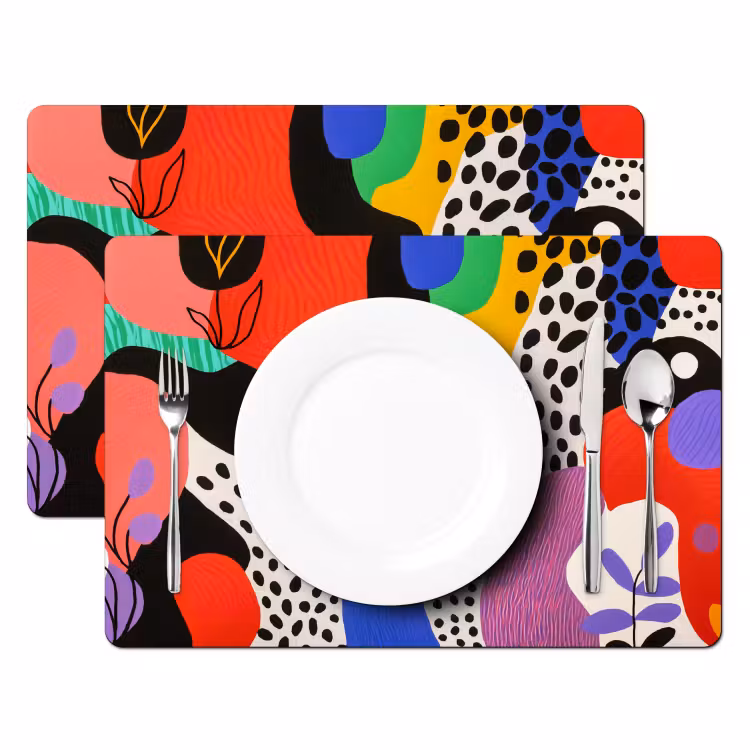 Placemat - 6 stuks - Abstract - Vormen - Kleuren - Stippen — 2