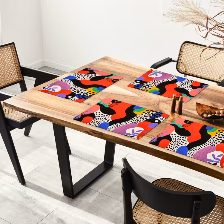 Placemat - 6 stuks - Abstract - Vormen - Kleuren - Stippen — 5