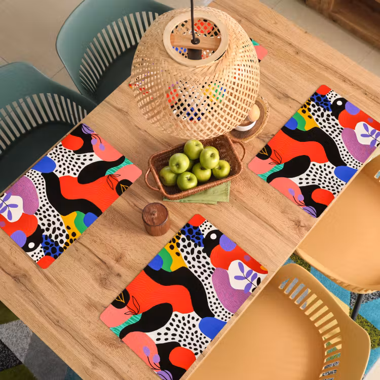Placemat - 6 stuks - Abstract - Vormen - Kleuren - Stippen — 6