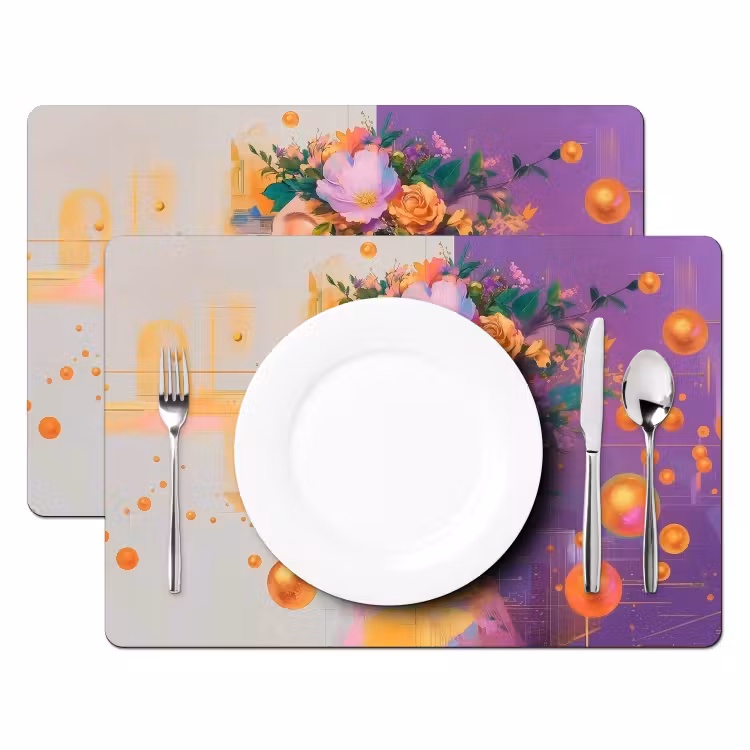 Placemat - 6 stuks - Abstract - Vrouw - Bloemenkroon - Goud — 2