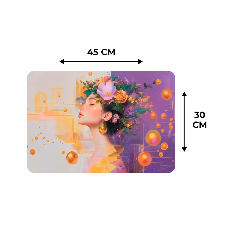 Placemat - 6 stuks - Abstract - Vrouw - Bloemenkroon - Goud — 3