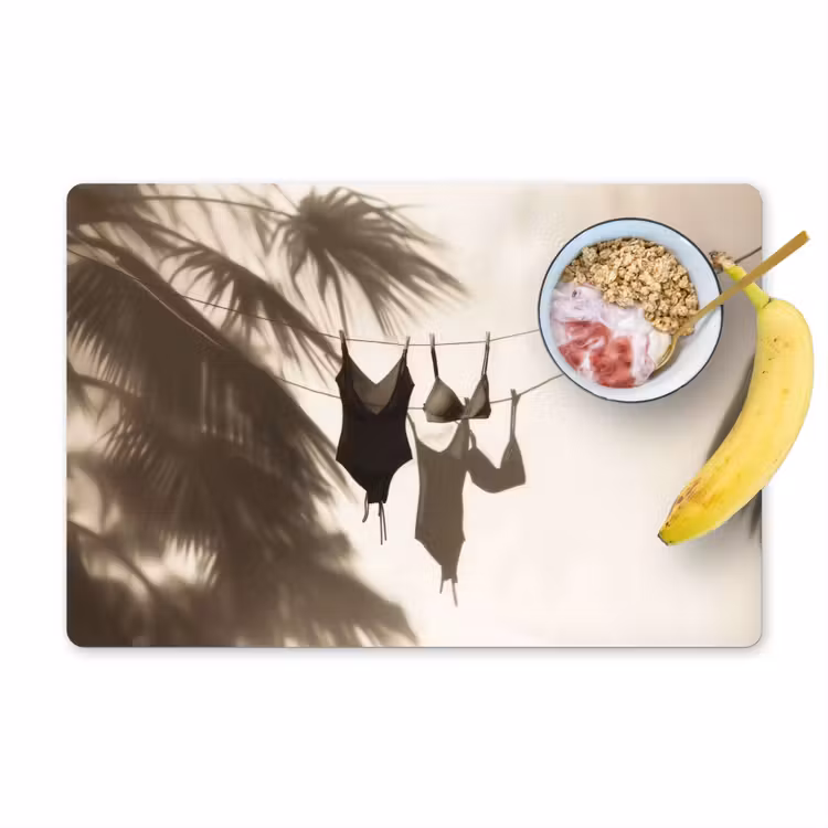 Placemat - 6 stuks - Badkleding - Palmbomen - Schaduw - Tropisch — 1