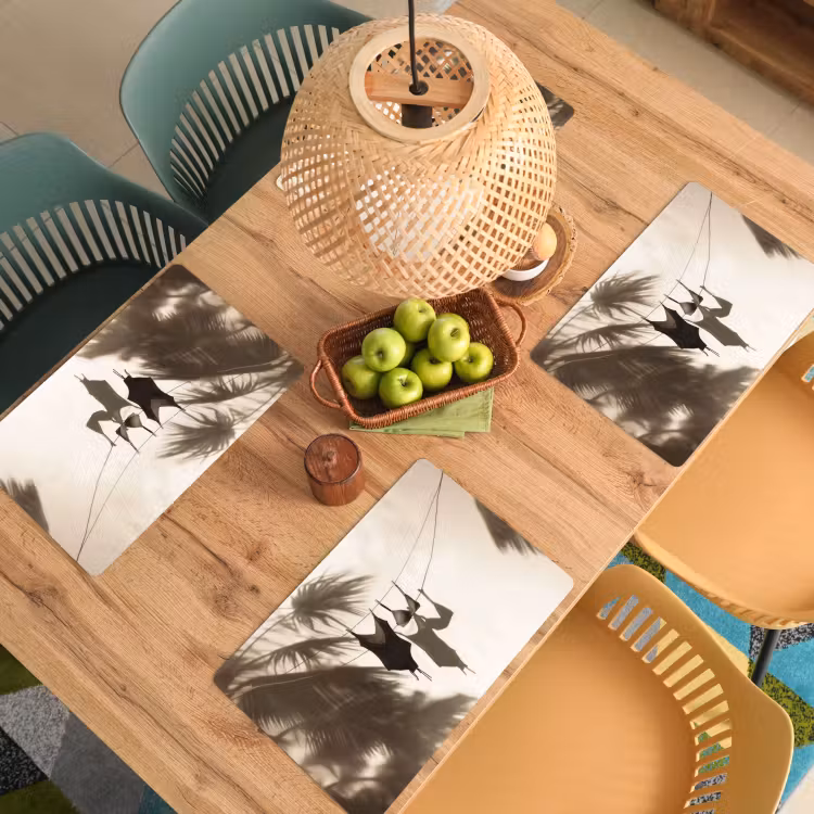 Placemat - 6 stuks - Badkleding - Palmbomen - Schaduw - Tropisch — 6