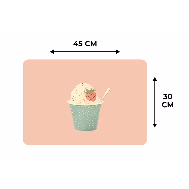 Placemat - 6 stuks - Bakje - Ijs - Aardbei - Roze — 3