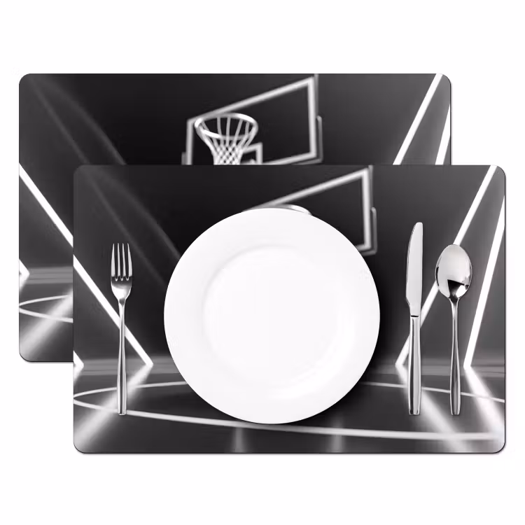 Placemat - 6 stuks - Basketbal - Basketbalveld - Lichtlijnen — 2