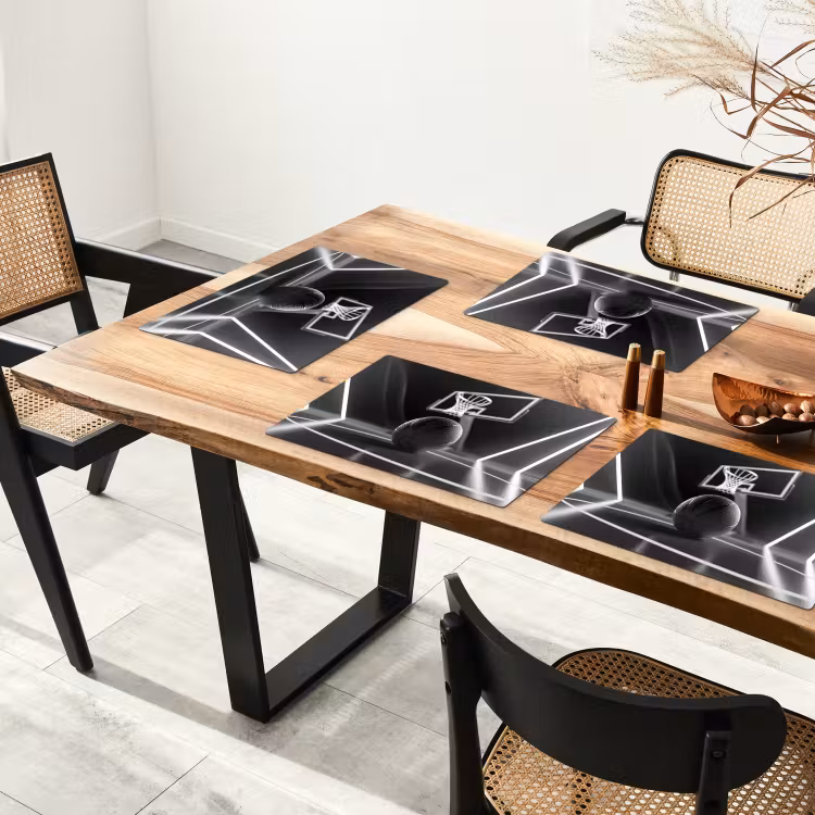 Placemat - 6 stuks - Basketbal - Basketbalveld - Lichtlijnen — 5