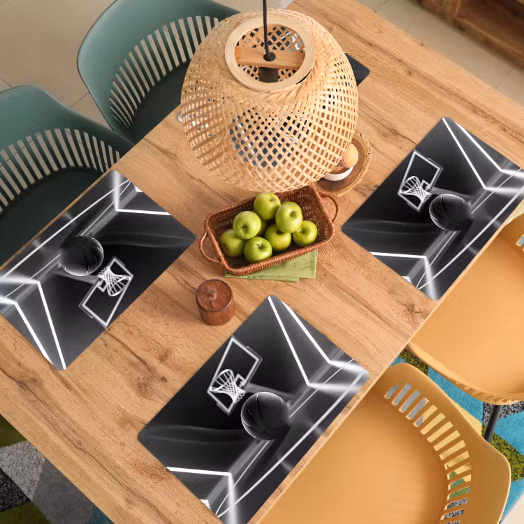 Placemat - 6 stuks - Basketbal - Basketbalveld - Lichtlijnen — 6