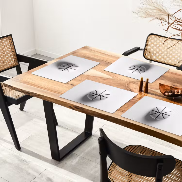 Placemat - 6 stuks - Basketbal - Wit - Schaduw - Lijnen — 5