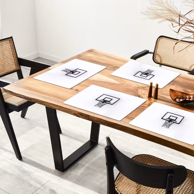 Placemat - 6 stuks - Basketbalbord - Minimalistisch - Zwart — 5