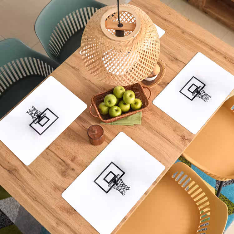 Placemat - 6 stuks - Basketbalbord - Minimalistisch - Zwart — 6