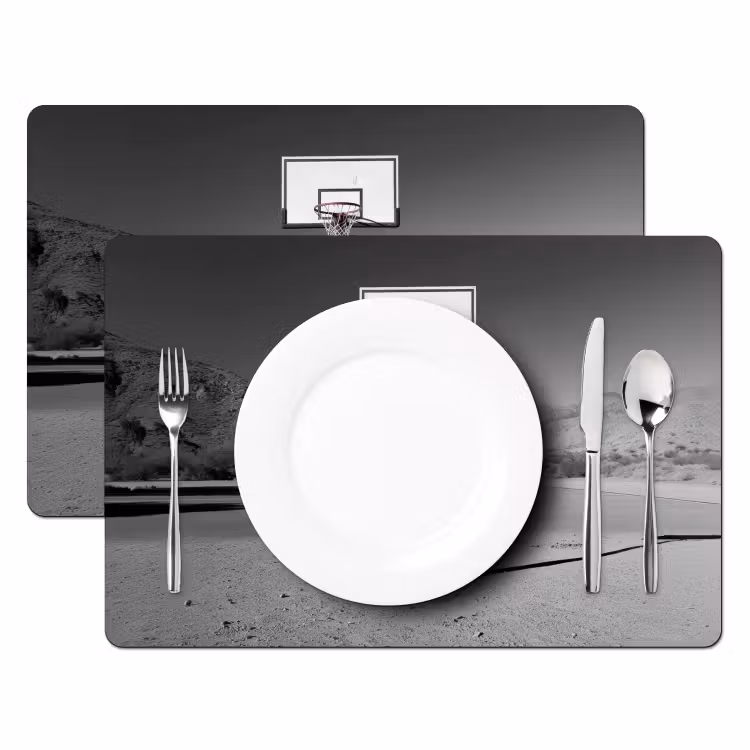 Placemat - 6 stuks - Basketbalpaal - Landschap - Zand - Wit — 2