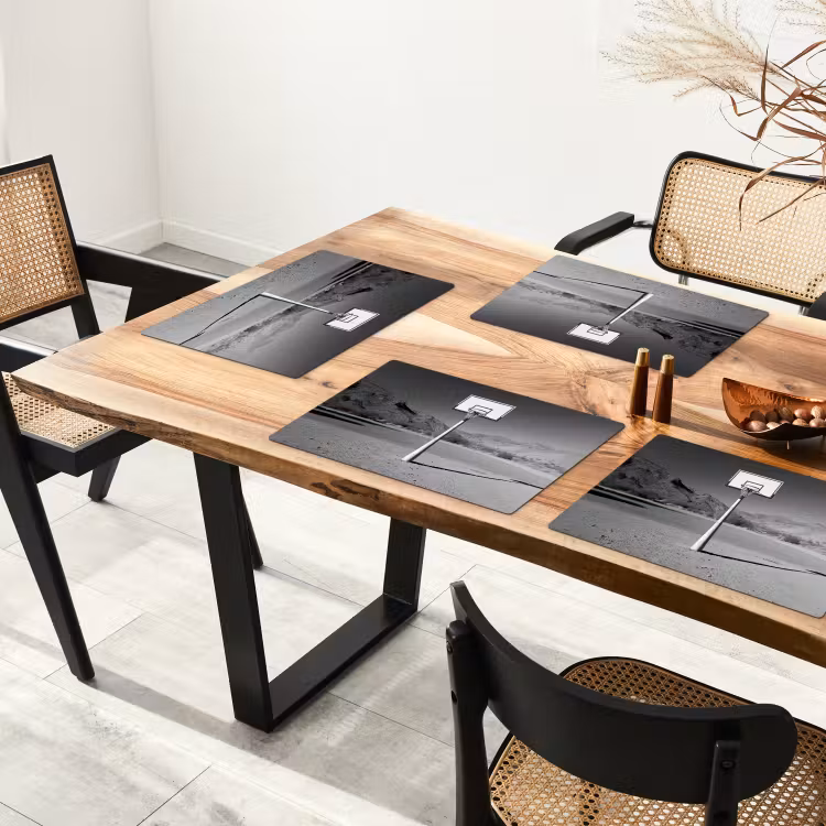Placemat - 6 stuks - Basketbalpaal - Landschap - Zand - Wit — 5