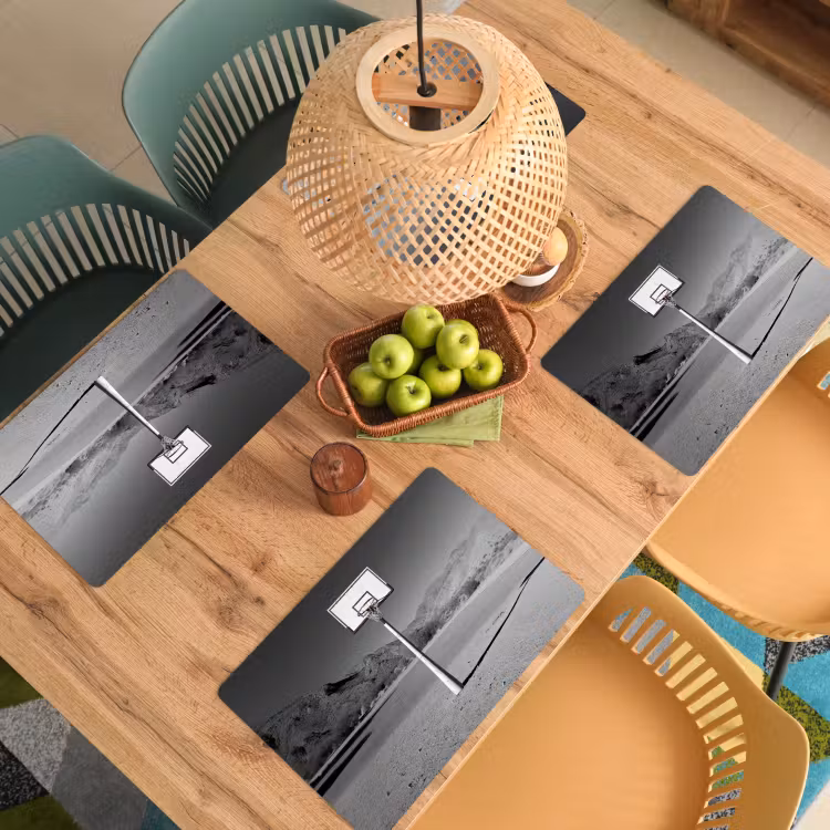Placemat - 6 stuks - Basketbalpaal - Landschap - Zand - Wit — 6