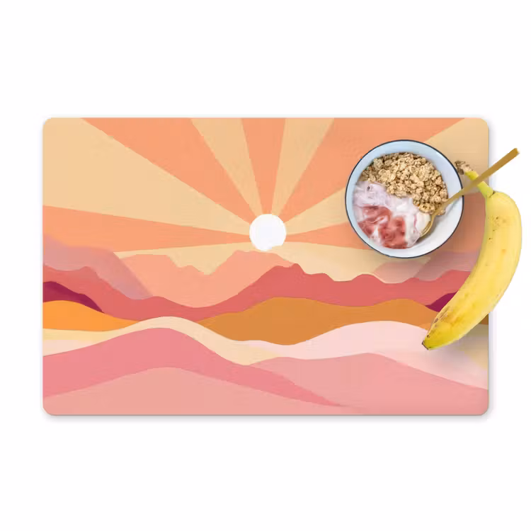 Placemat - 6 stuks - Bergen - Abstract - Zonnestralen - Roze — 1