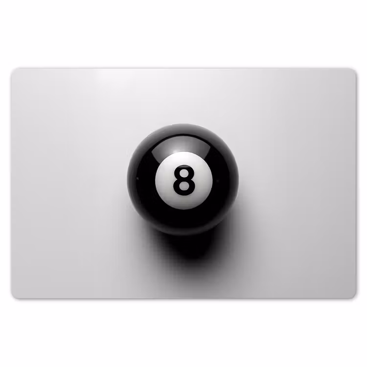 Placemat - 6 stuks - Biljartbal - Getal - Acht - Wit — 7