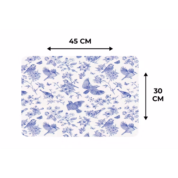 Placemat - 6 stuks - Birds - Flowers - Blue — 3