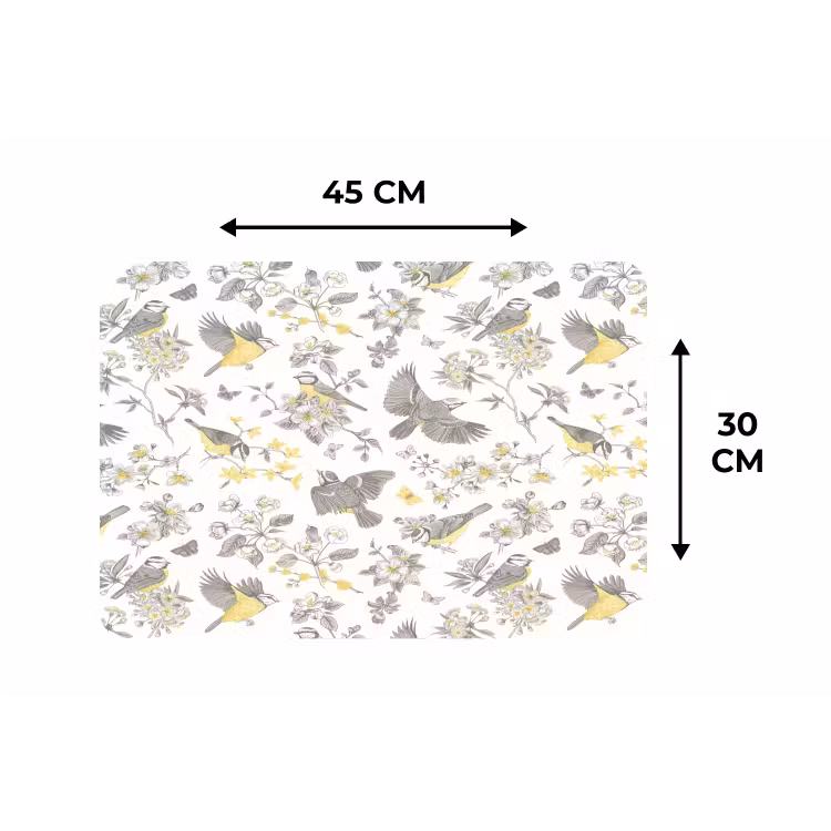 Placemat - 6 stuks - Birds - Flowers - Gray - Yellow — 3