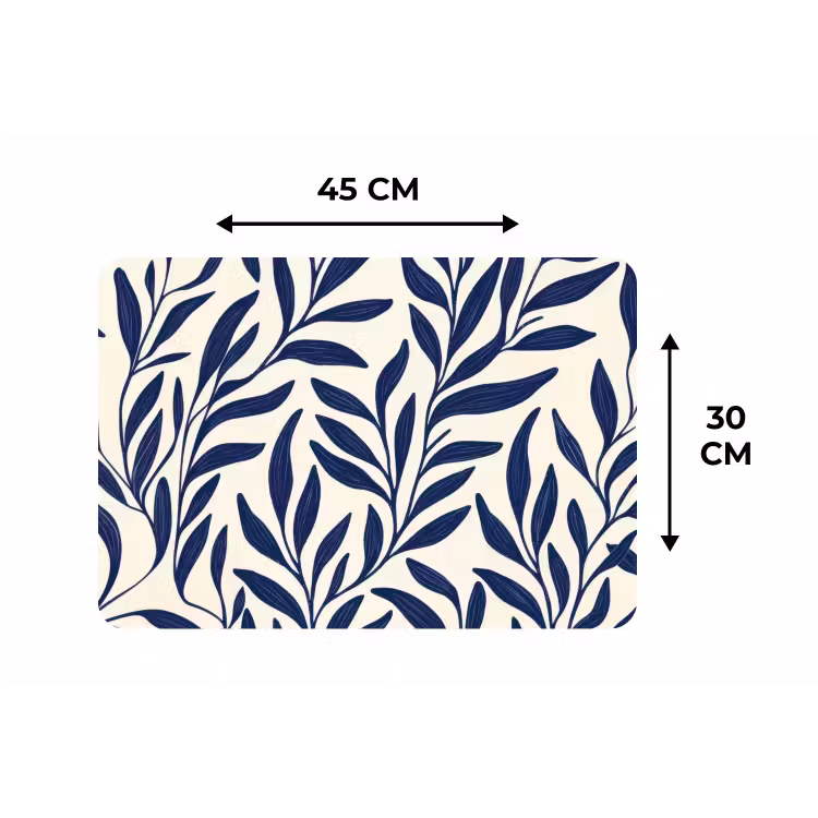 Placemat - 6 stuks - Bladeren - Klimop - Donkerblauw — 3